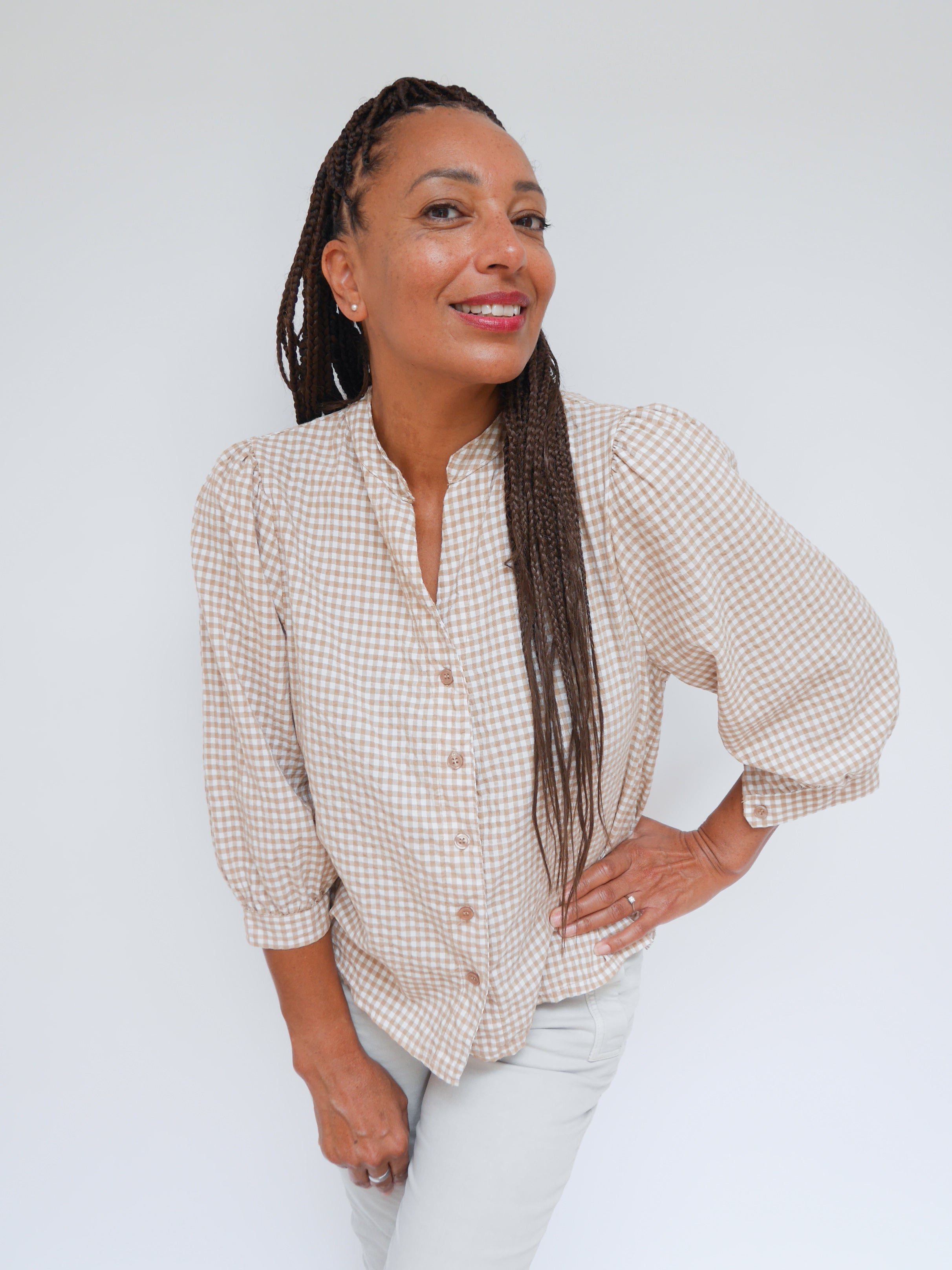 Lottie Gingham Camel