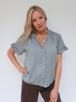 Coco Gingham Blouse Charcoal