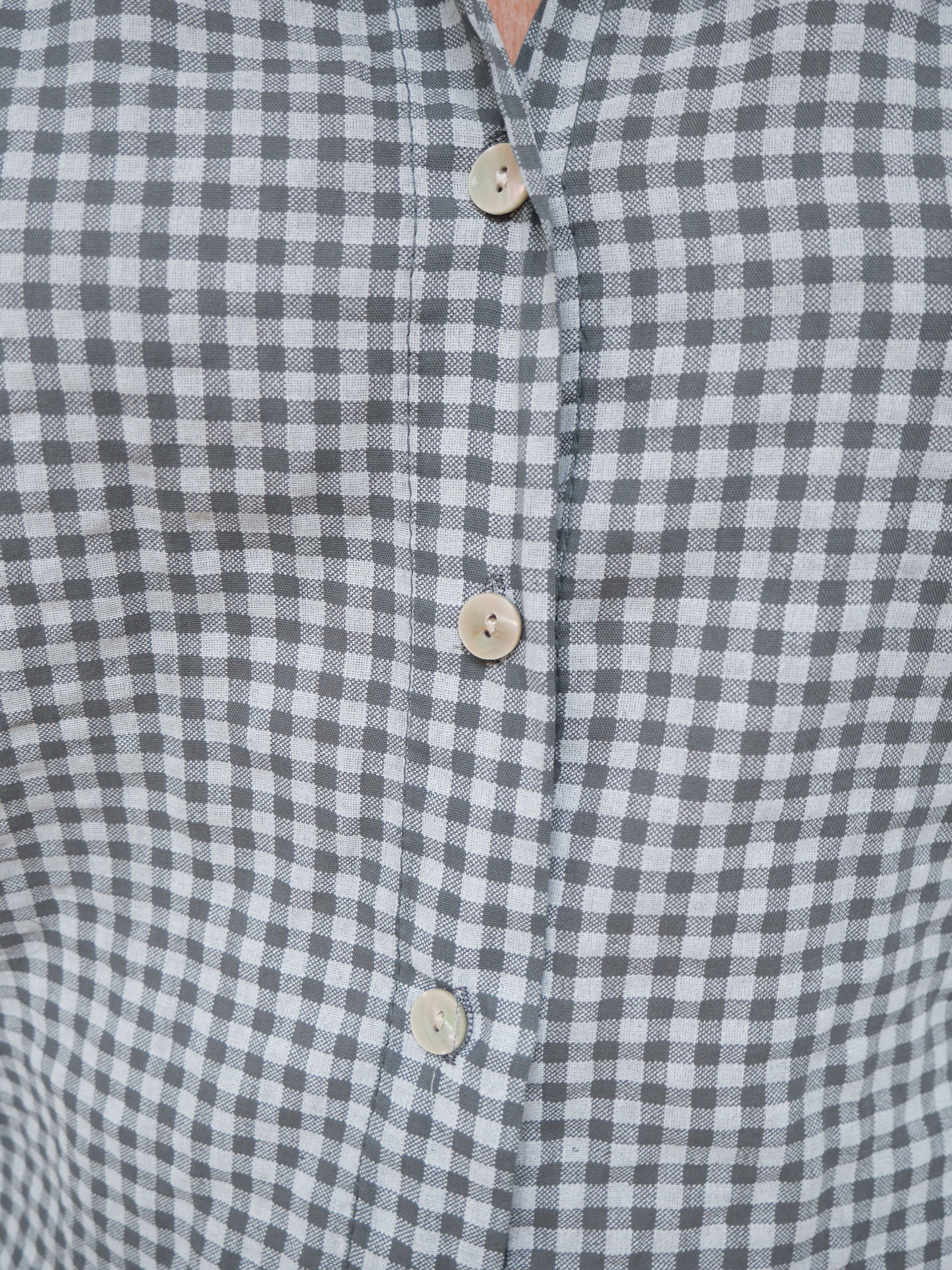 Coco Gingham Blouse Charcoal