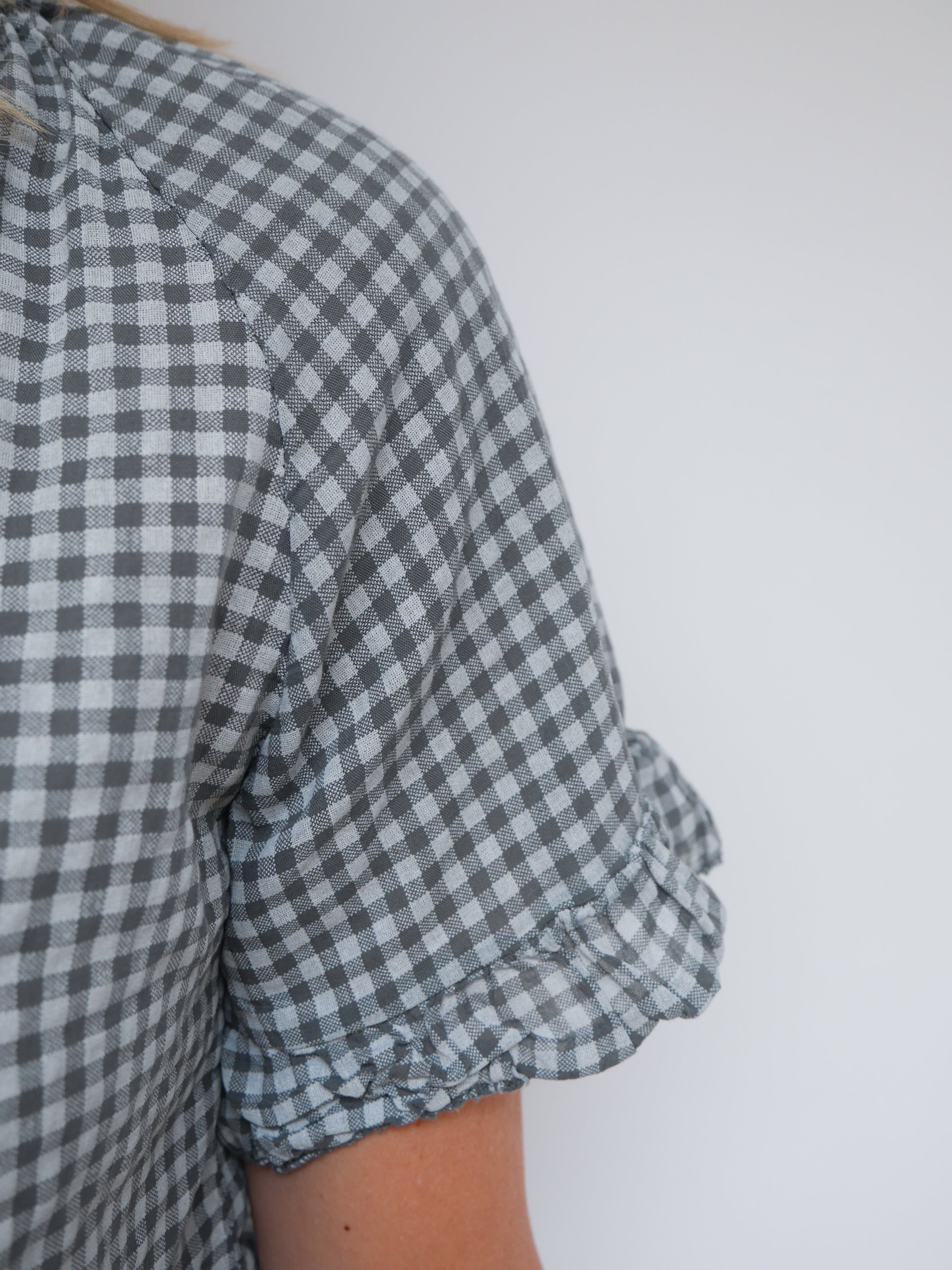 Coco Gingham Blouse Charcoal