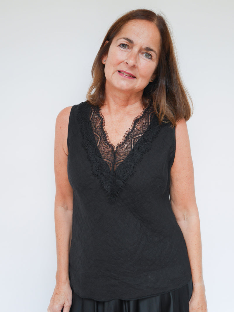 Amalee Linen Top Black