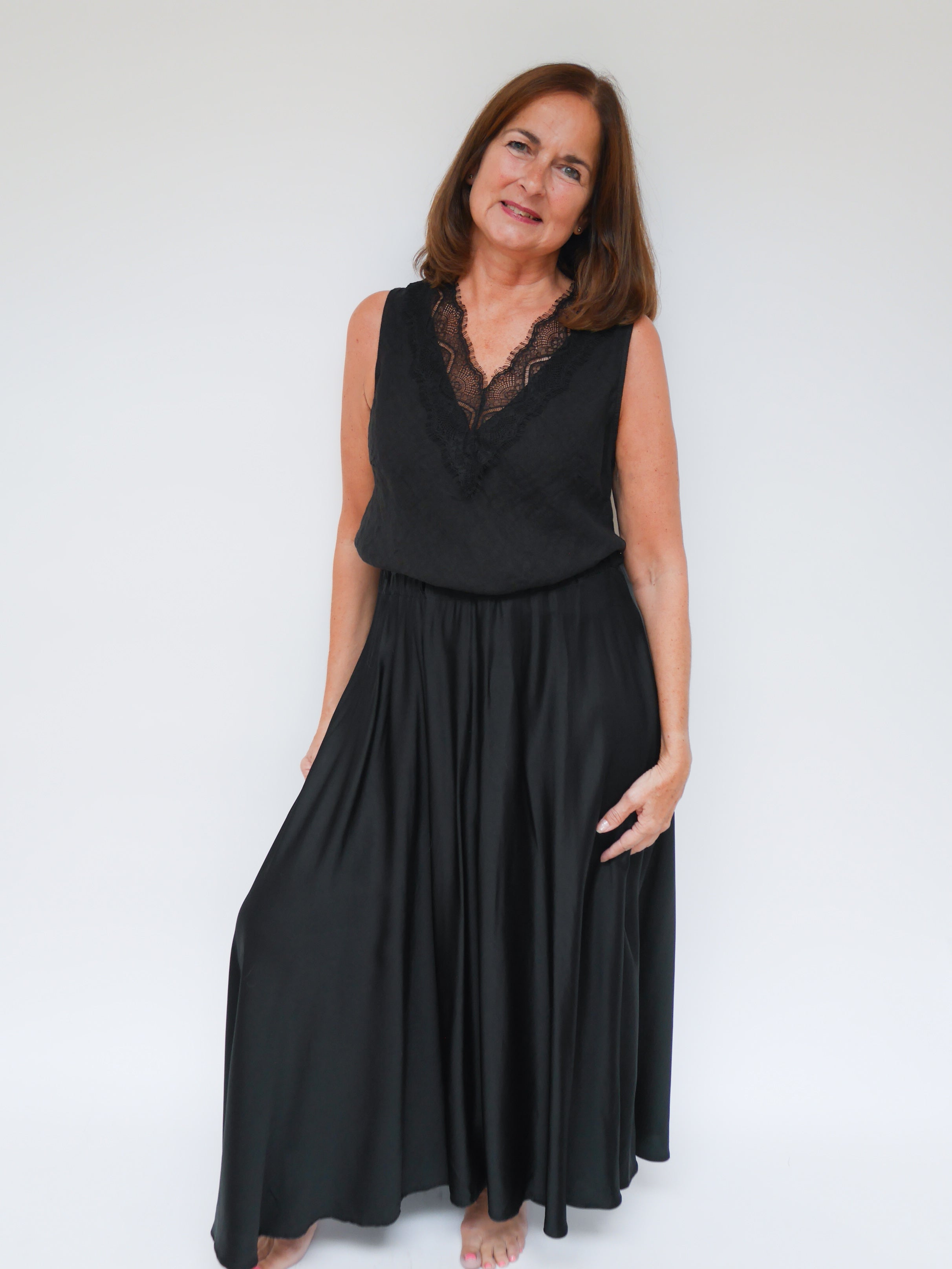 Polly Satin Skirt Black