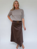 Ava Suedette Skirt Chocolate