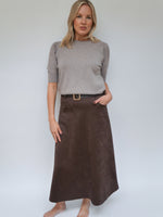 Ava Suedette Skirt Chocolate