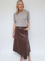 Ava Suedette Skirt Chocolate
