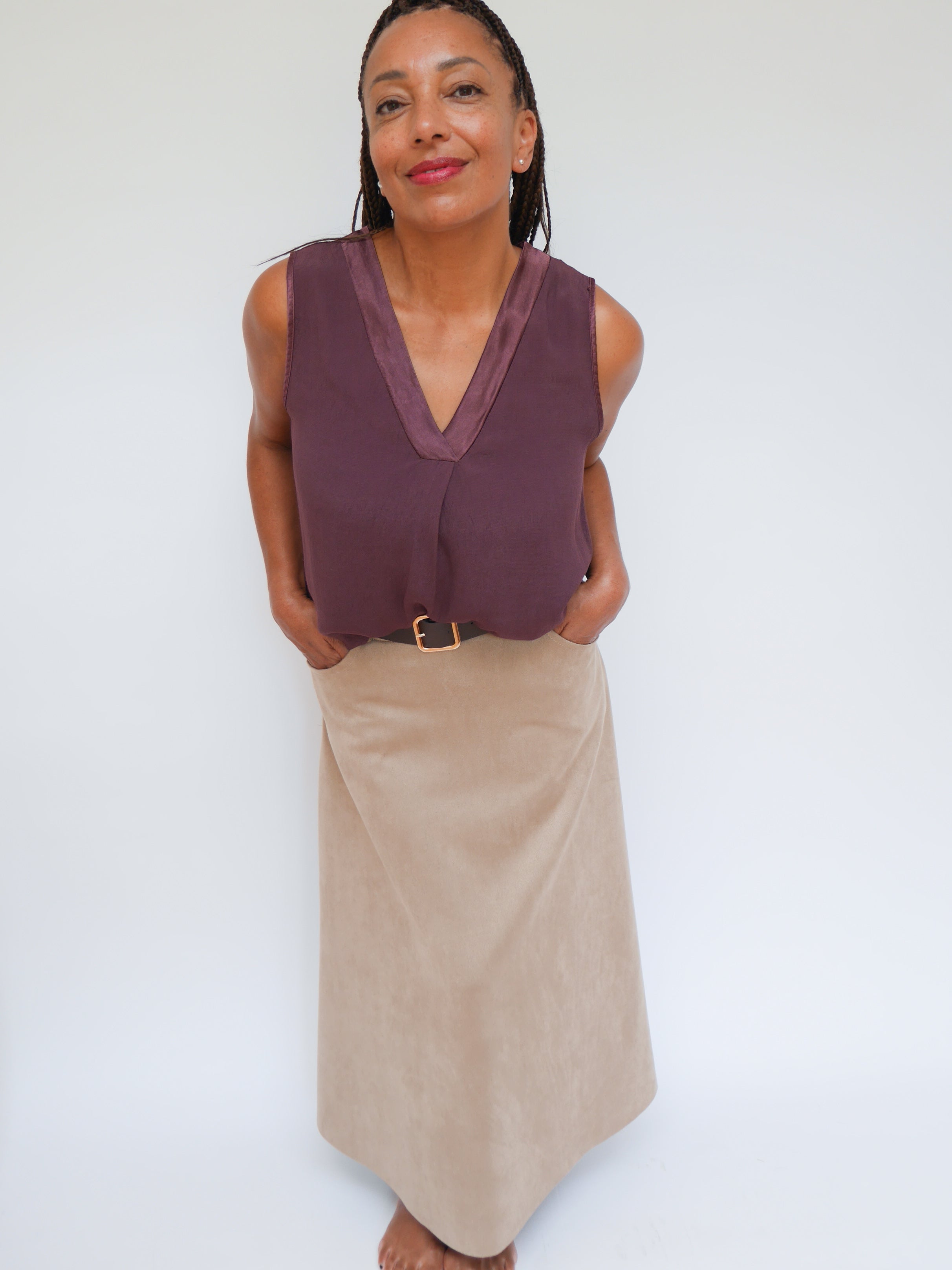 Ava Suedette Skirt Light Camel