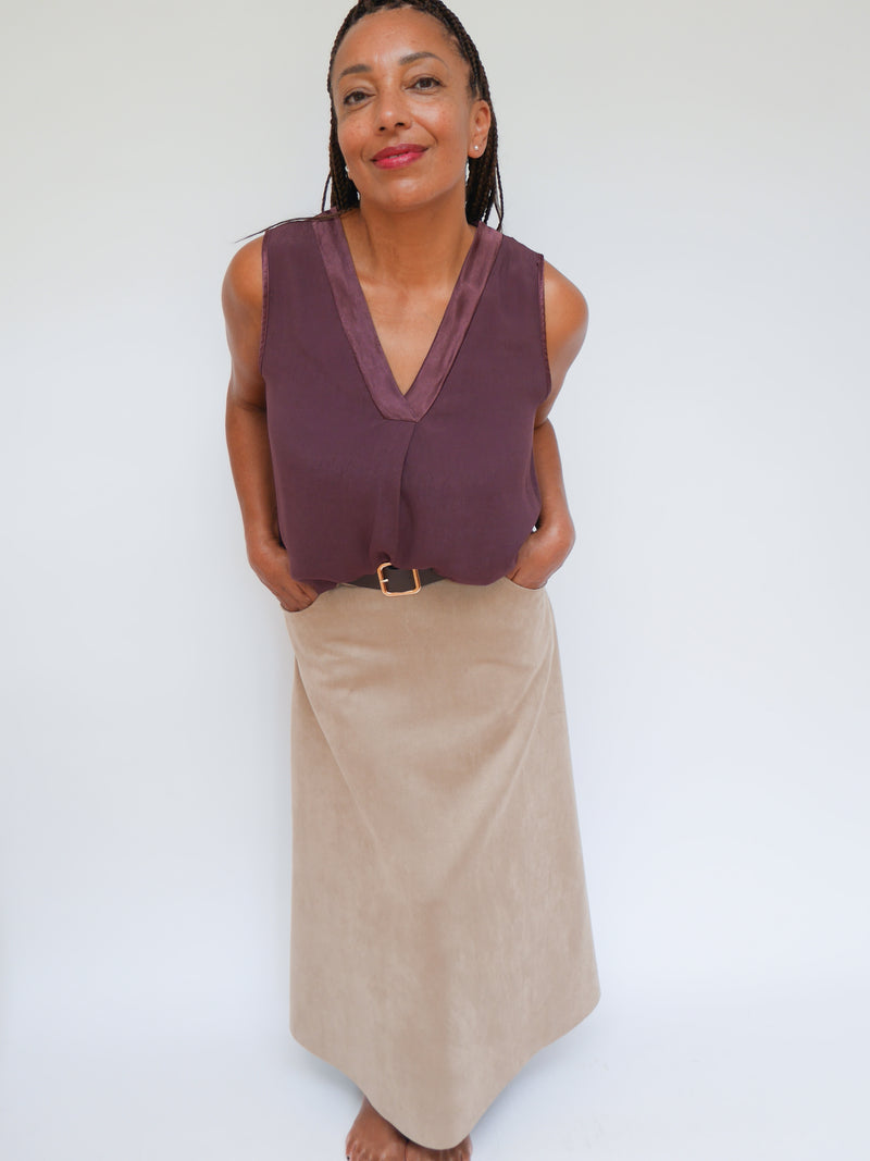 Ava Suedette Skirt Light Camel