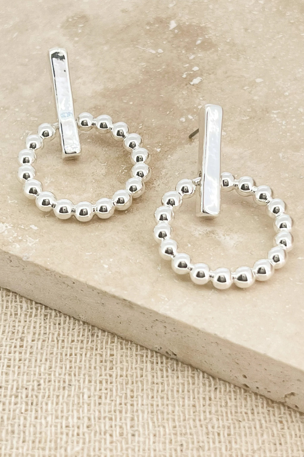 Envy Silver Circle & Bar Earrings