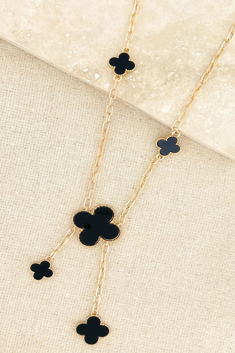 Envy Gold & Black Clover Dropper Necklace
