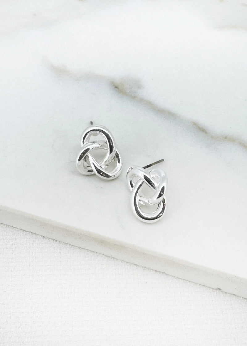 Silver knot stud earring