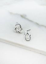 Silver knot stud earring
