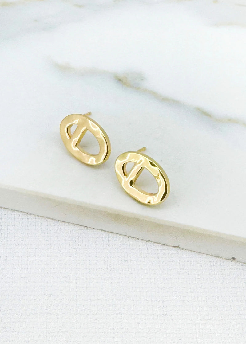 Gold oval earring