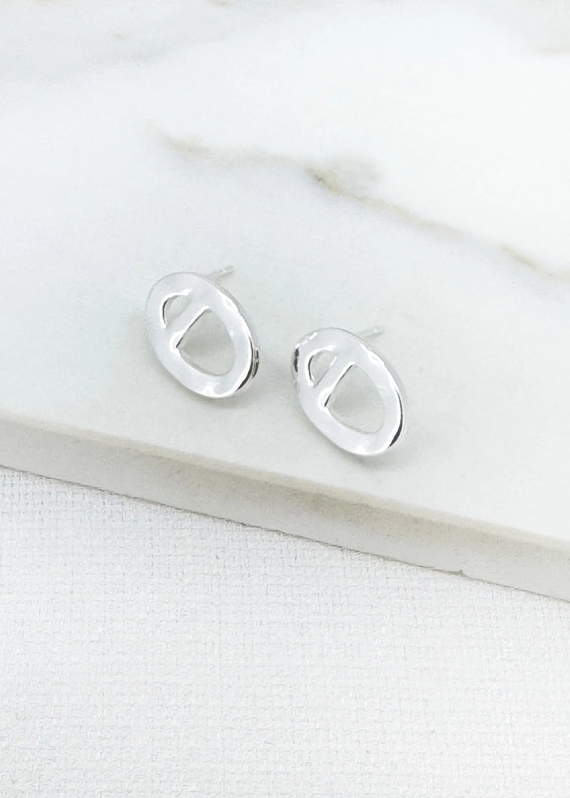 Silver oval earring