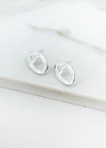 Silver oval earring