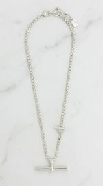 Silver necklace with double T-bar design