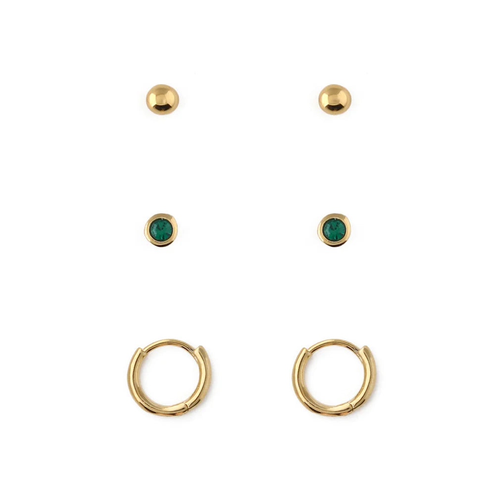 Orelia Emerald Stud & Hoop Earrings