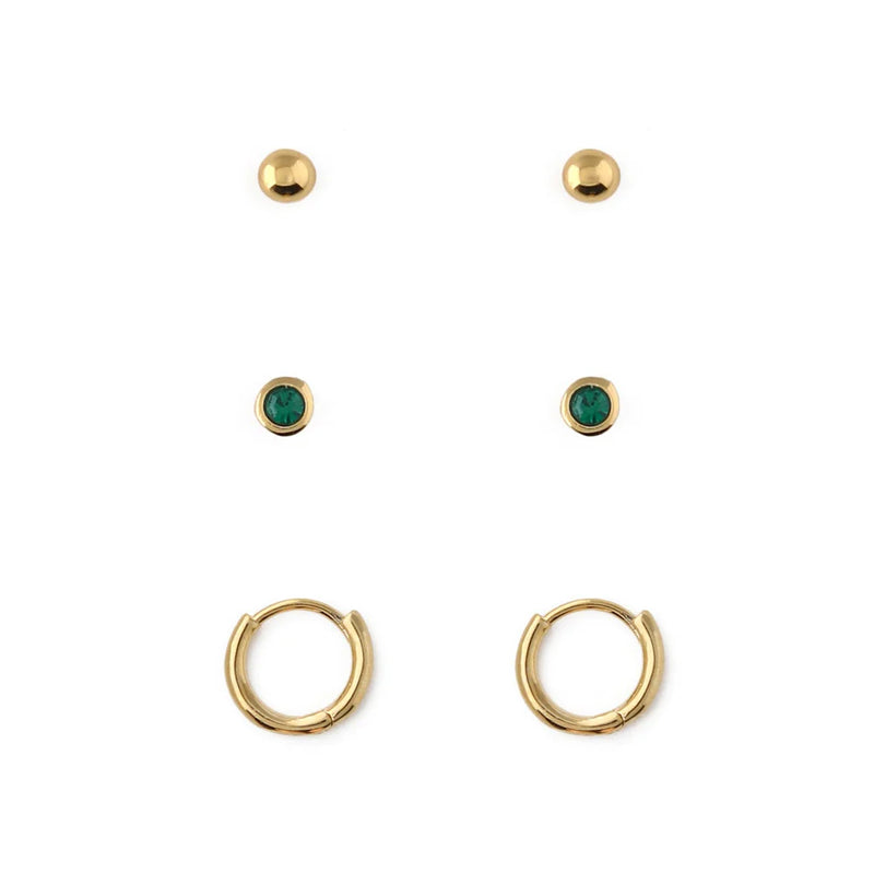 Orelia Emerald Stud & Hoop Earrings