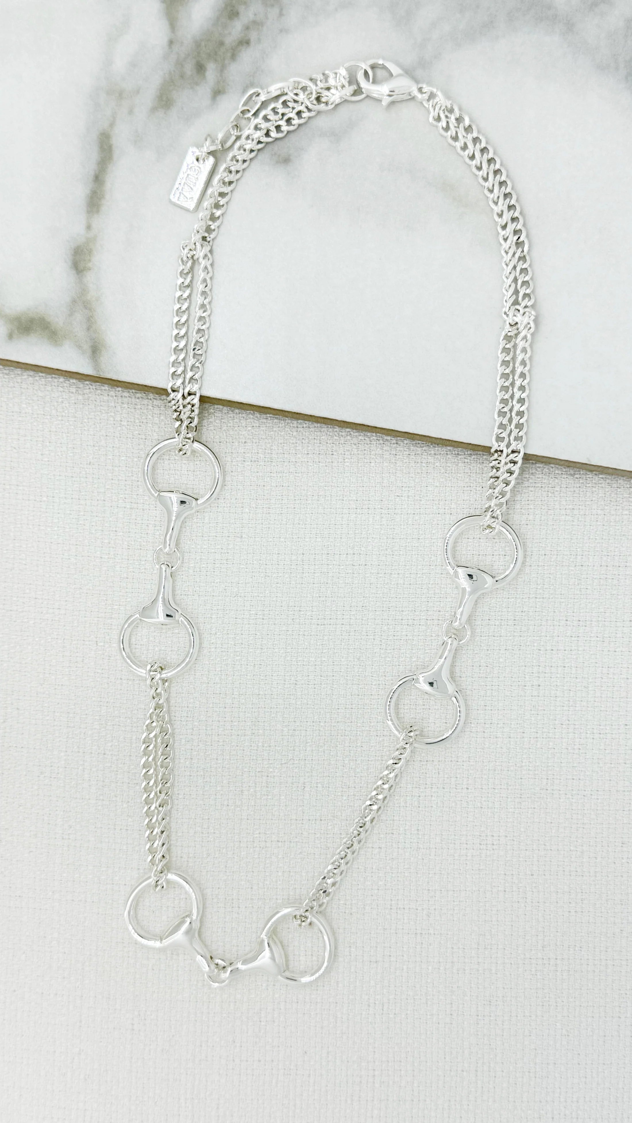 Short silver chain necklace with softbit design