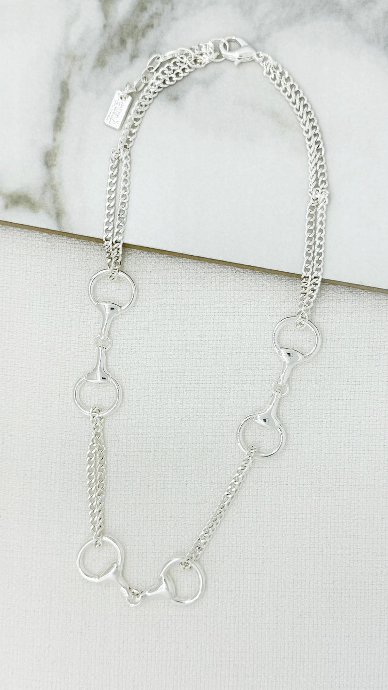 Short silver chain necklace with softbit design