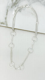 Short silver chain necklace with softbit design