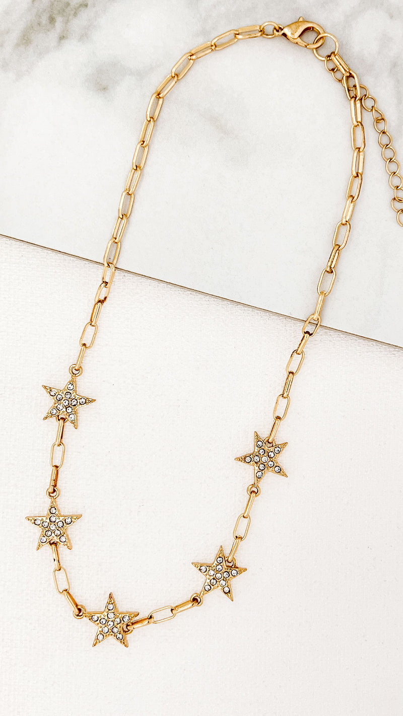 Envy Gold & Crystal Star Necklace