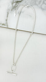 Short silver T-bar necklace