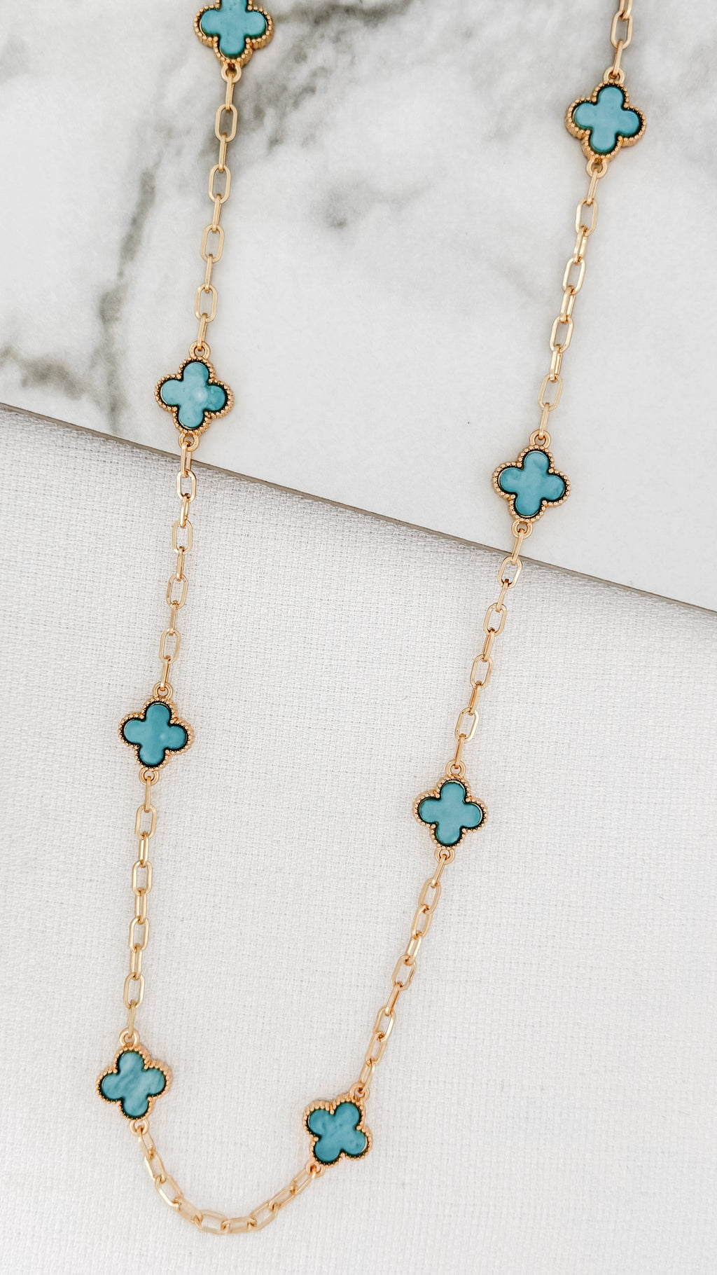 Envy Gold & Blue Fleur Long Necklace