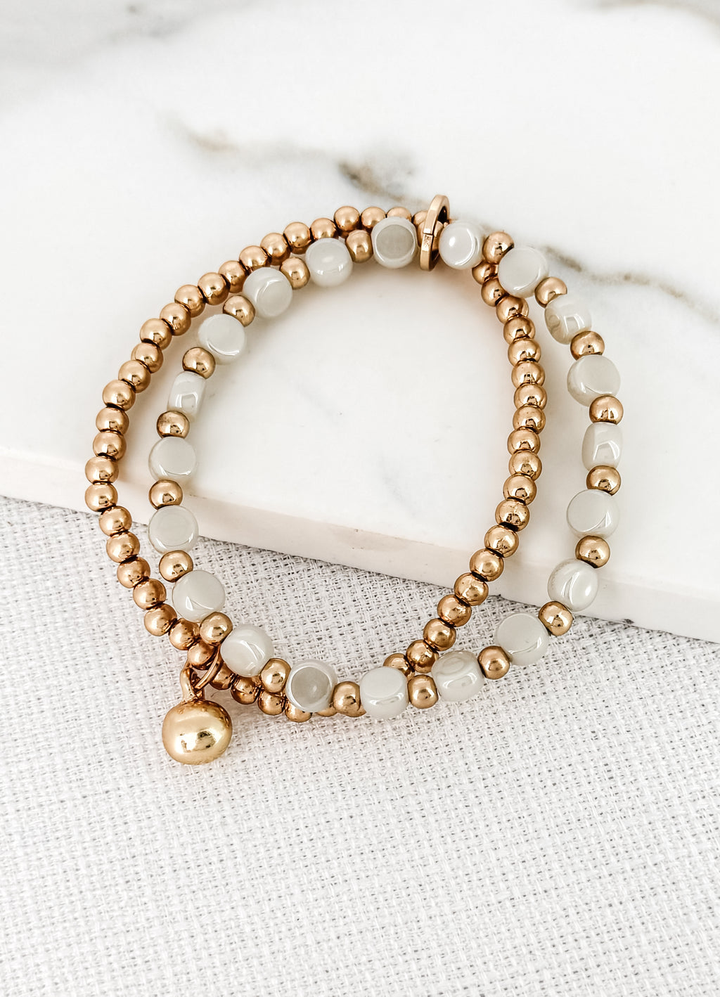 Envy Doubled Gold Beaded Bracelet