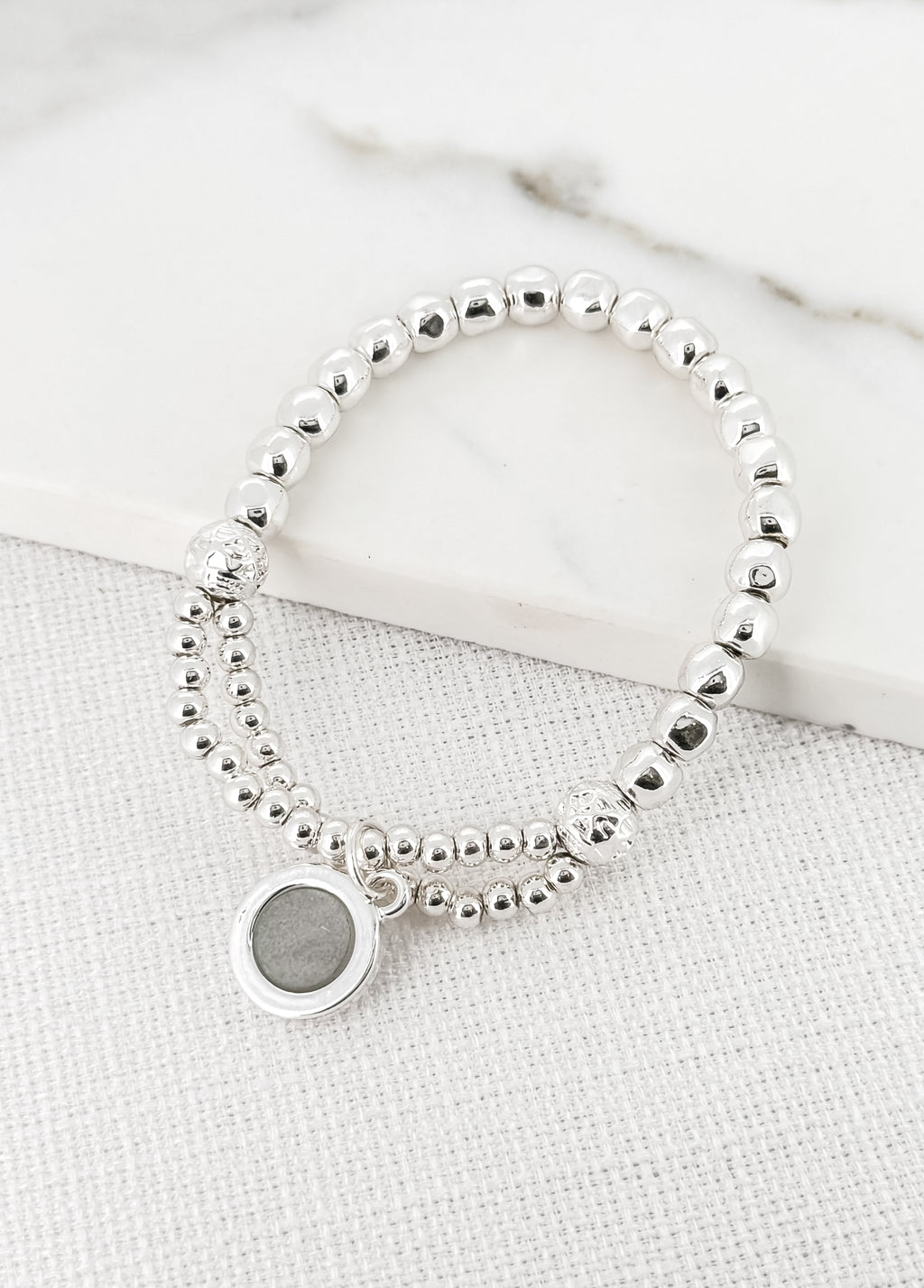 Envy Silver Beaded Circle Bracelet