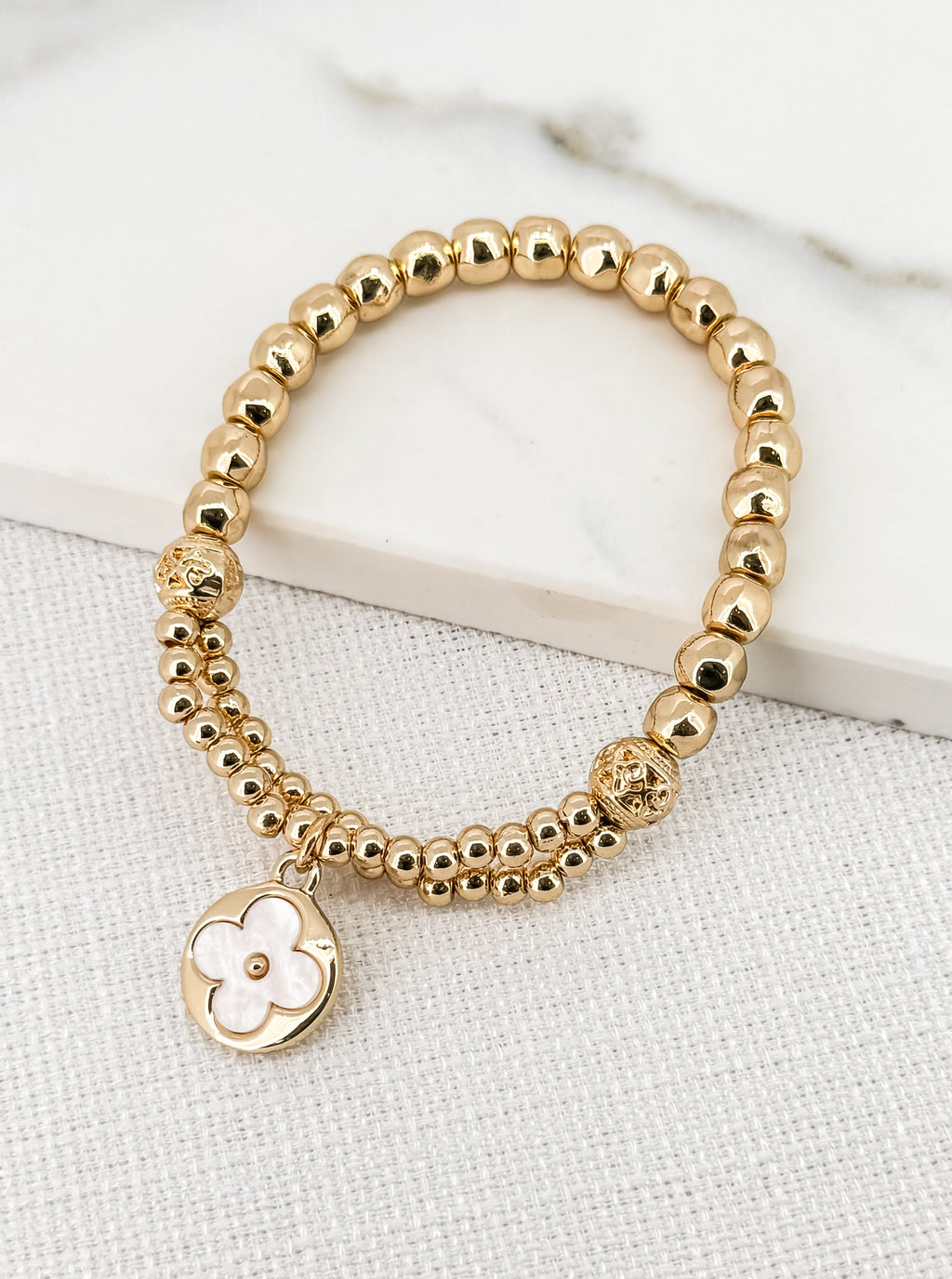 Envy Gold Beaded Fleur Bracelet