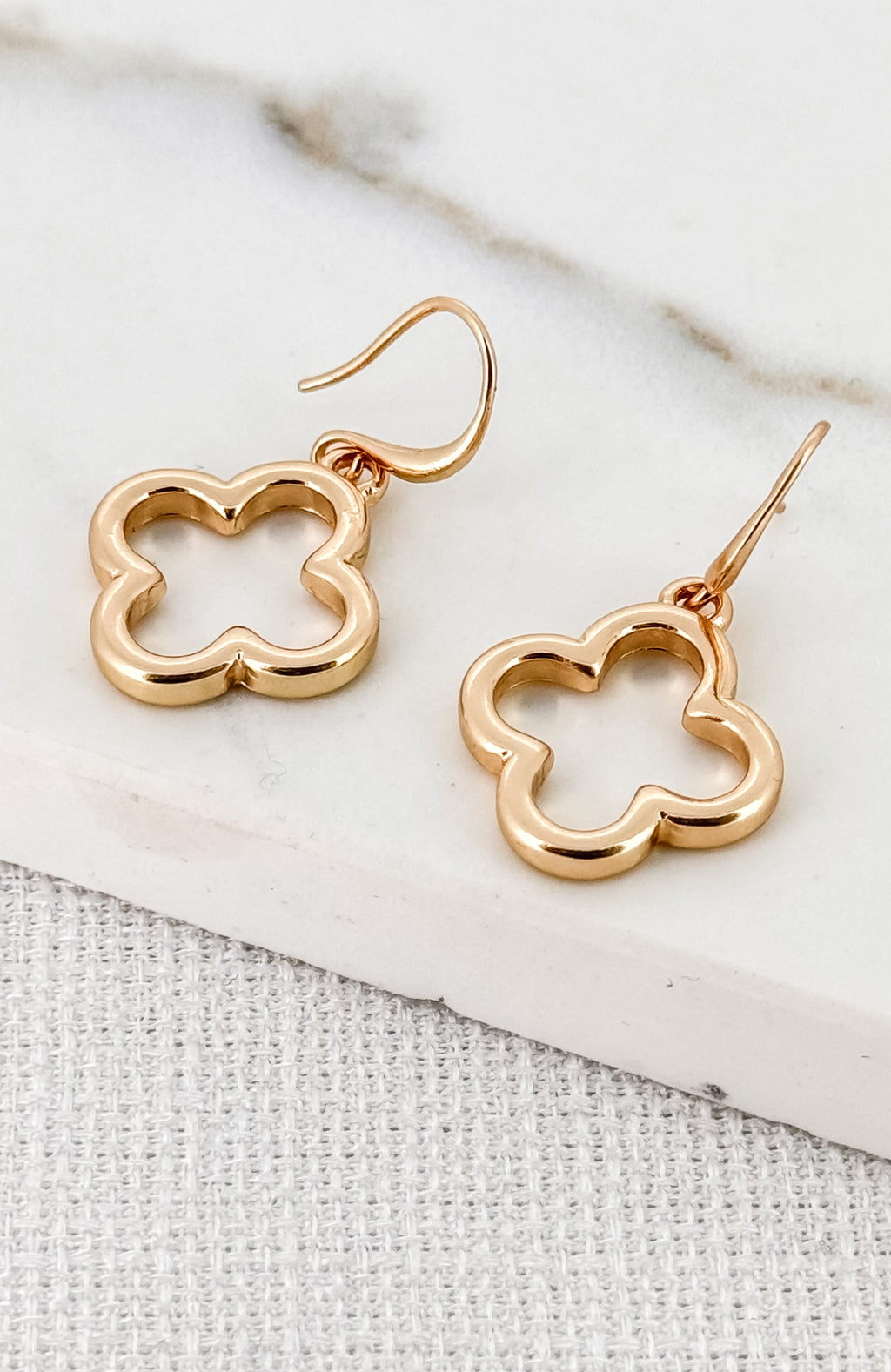Envy Gold Open Fleur Dropper Earrings