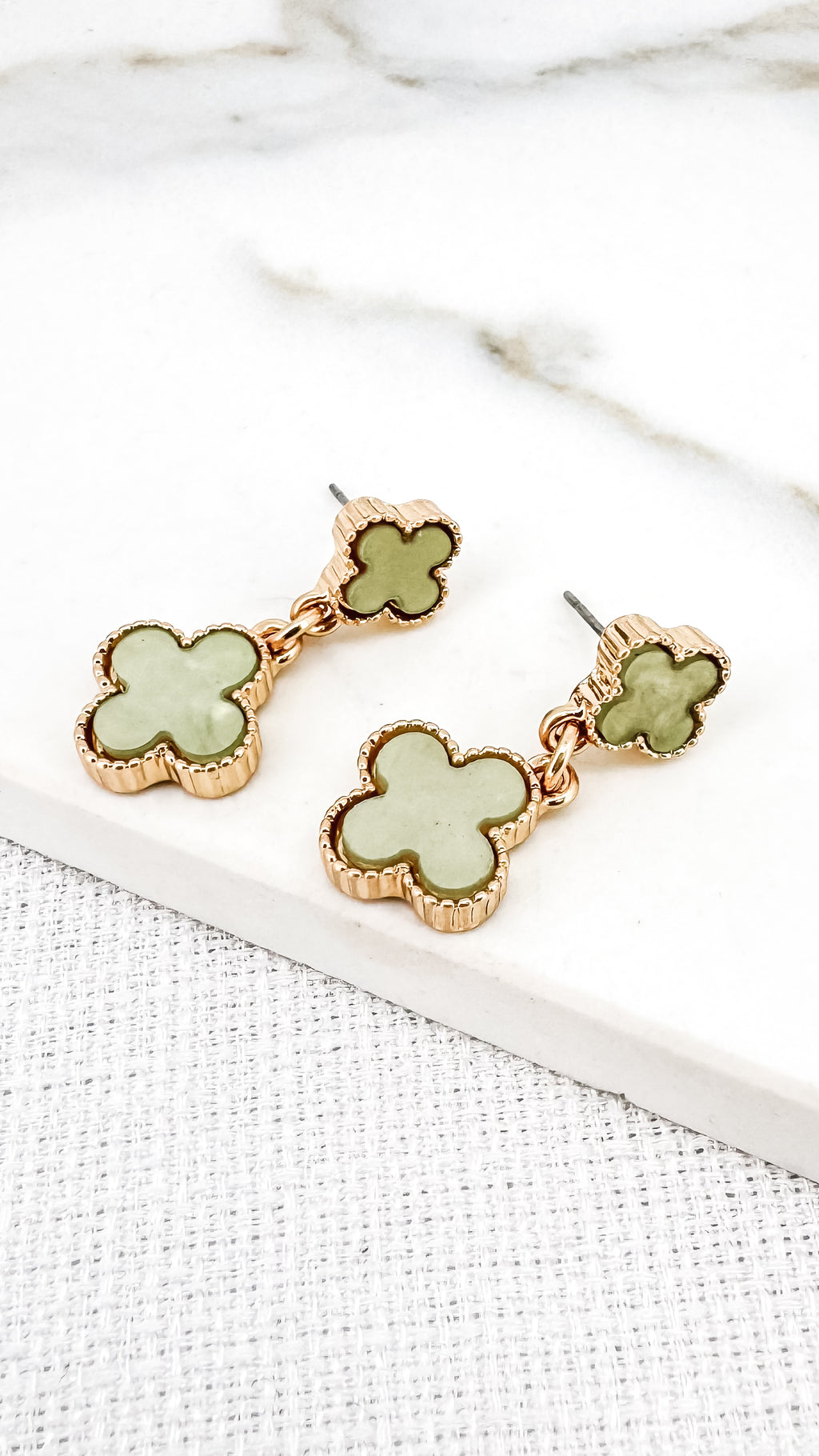 Envy Gold & Green Double Fleur Earrings