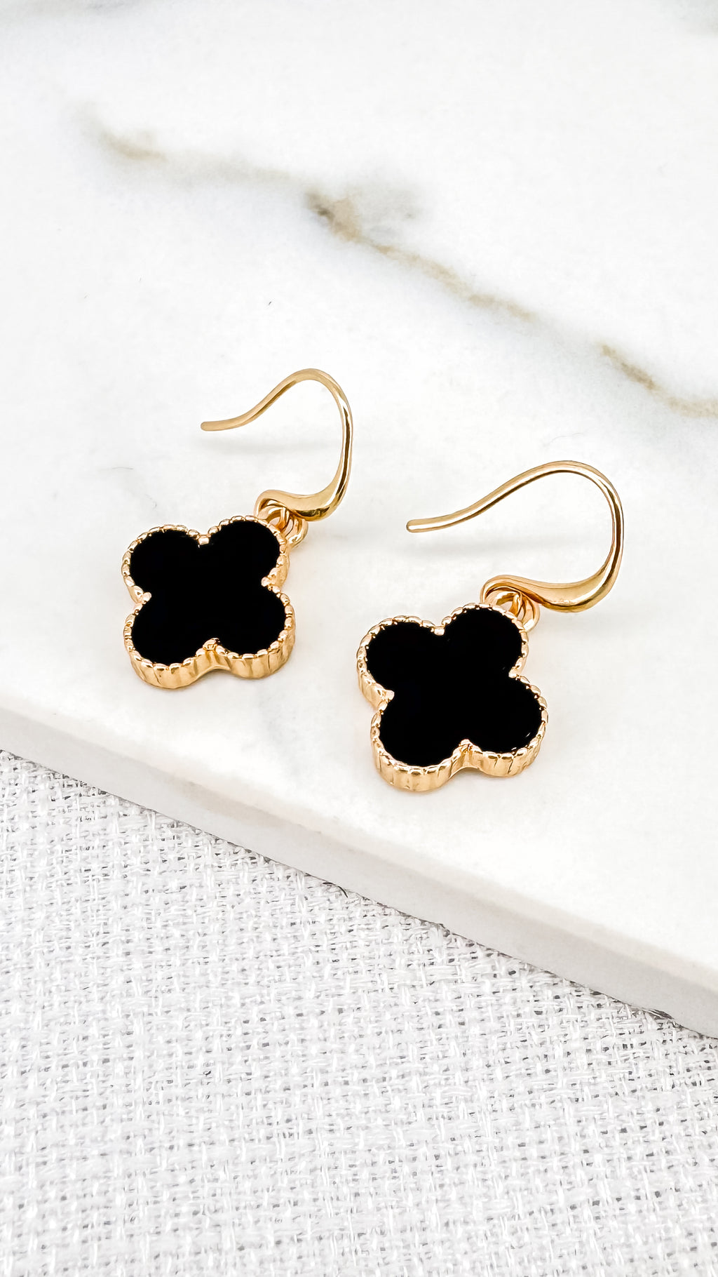 Envy Gold and Black Fleur Dropper Earrings