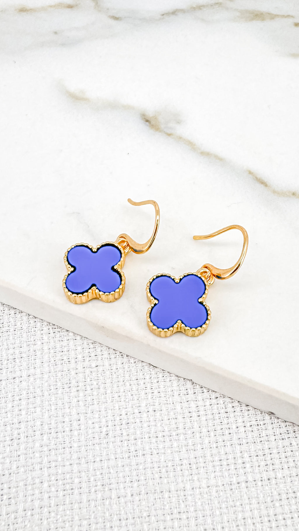 Envy Gold and Blue Fleur Dropper Earrings