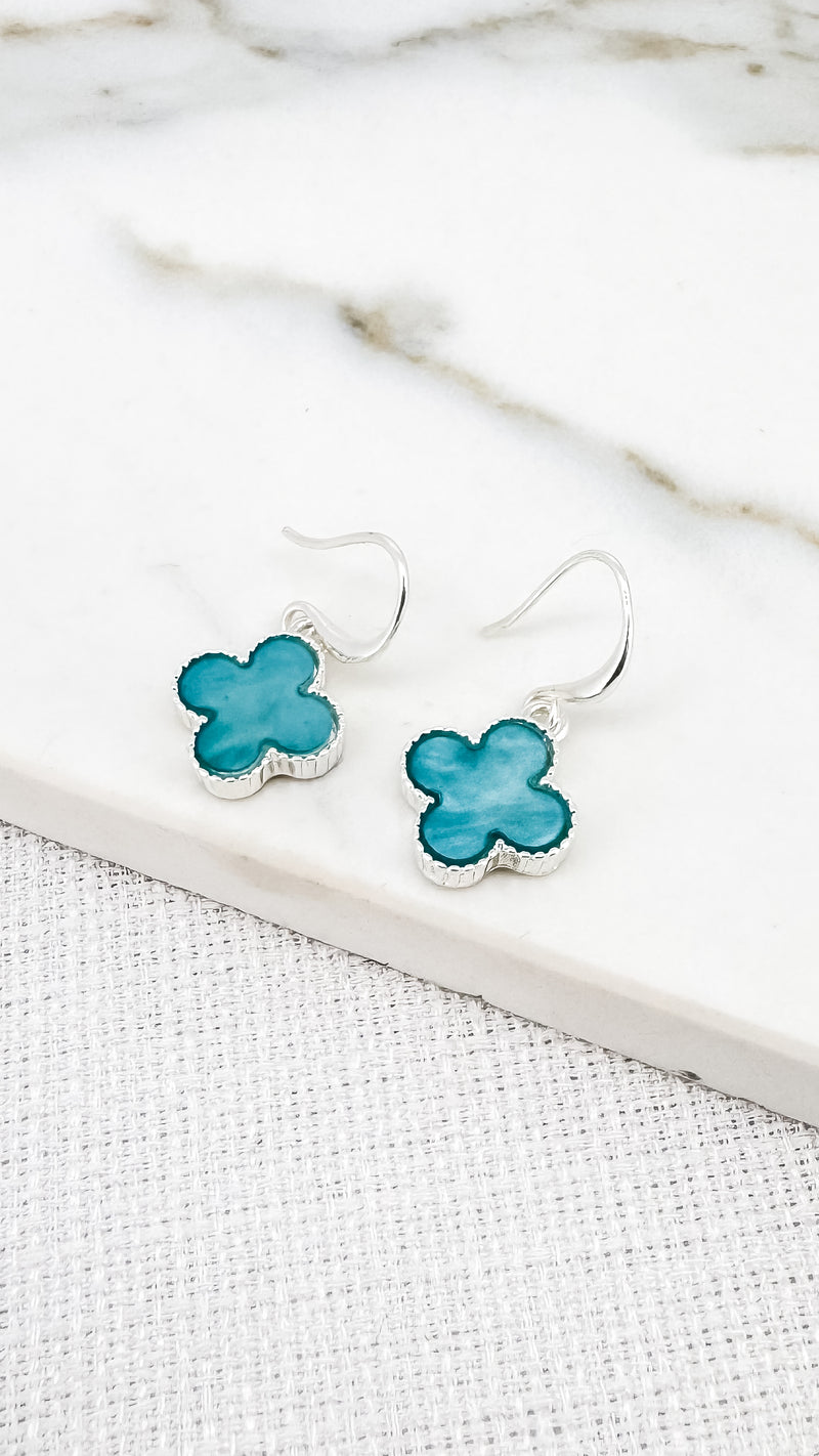 Envy Silver and Turquoise Fleur Dropper Earrings