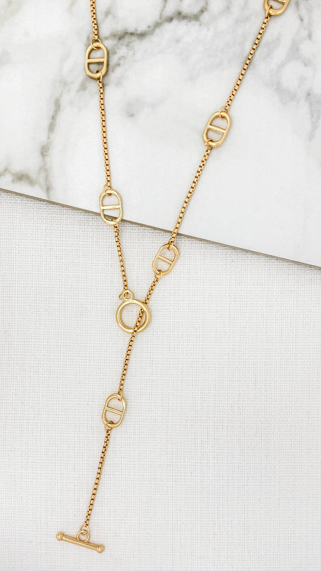 Envy Gold Lariat T - Bar Pendant Necklace