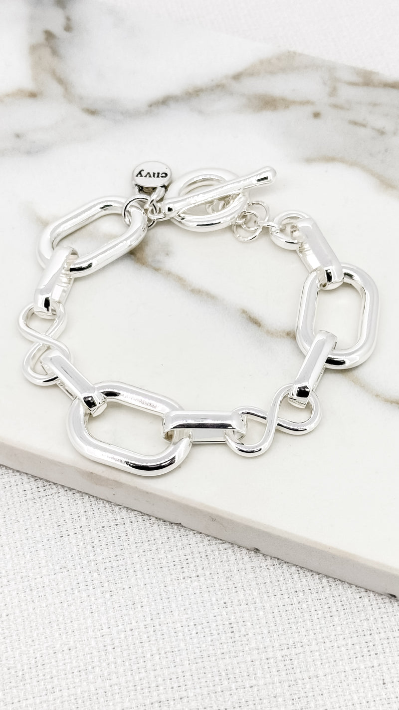 Envy Silver Chain Link T-bar Bracelet
