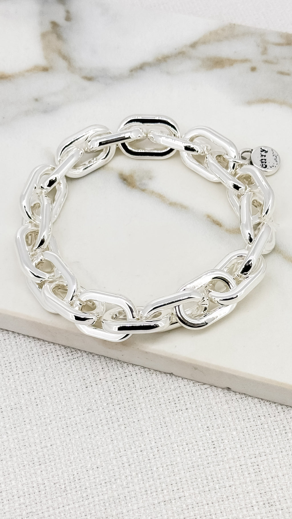 Envy Silver Stretch Chain Link Bracelet