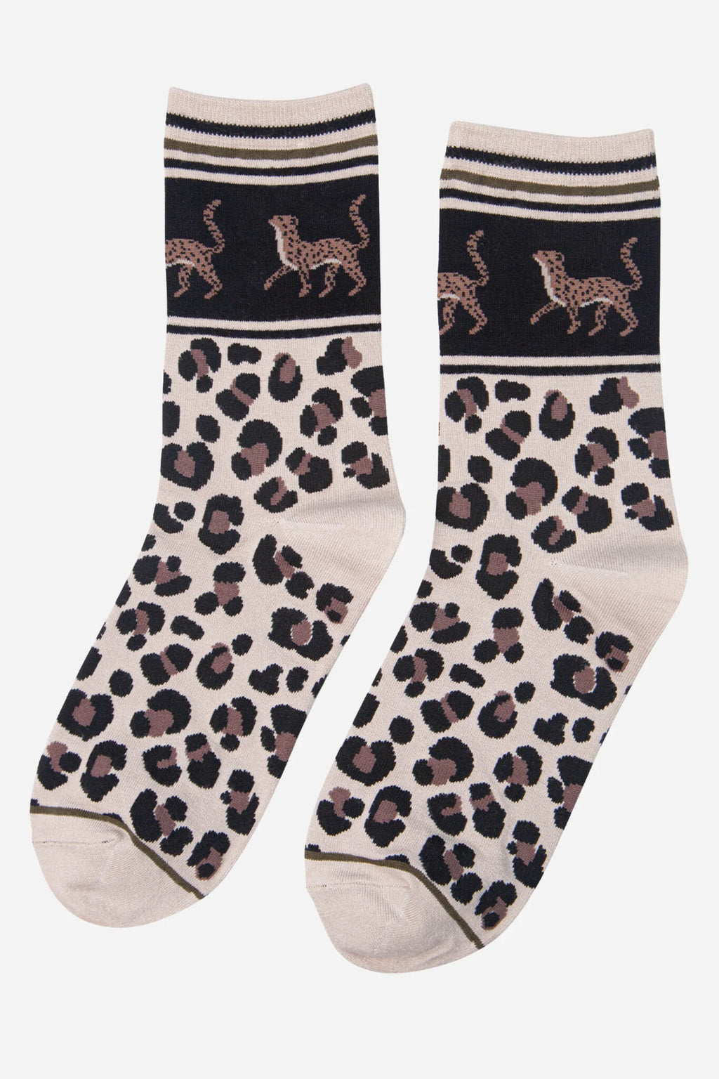Cream Cheetah Print Socks
