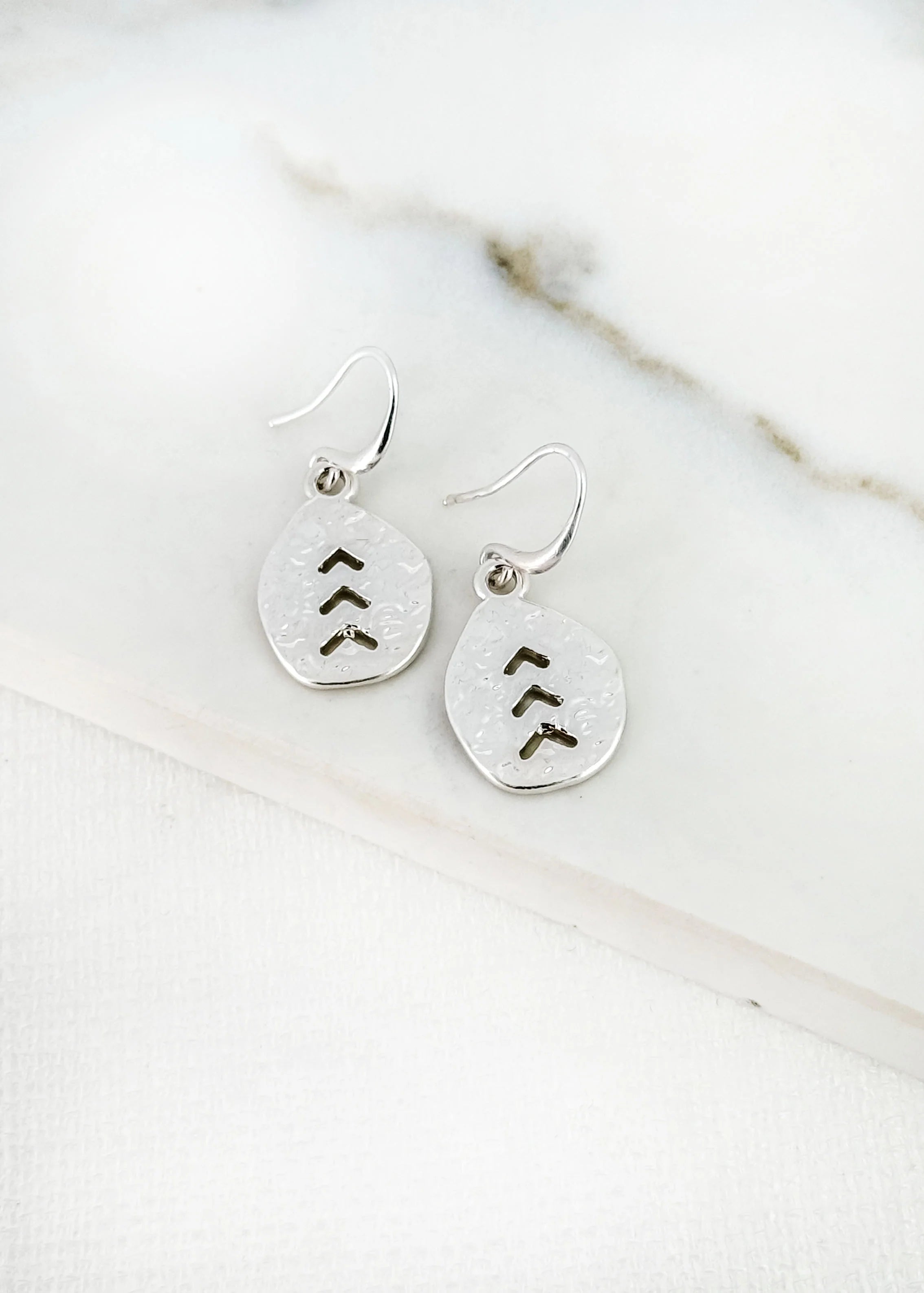 Envy Textured Silver Dropper Earrings