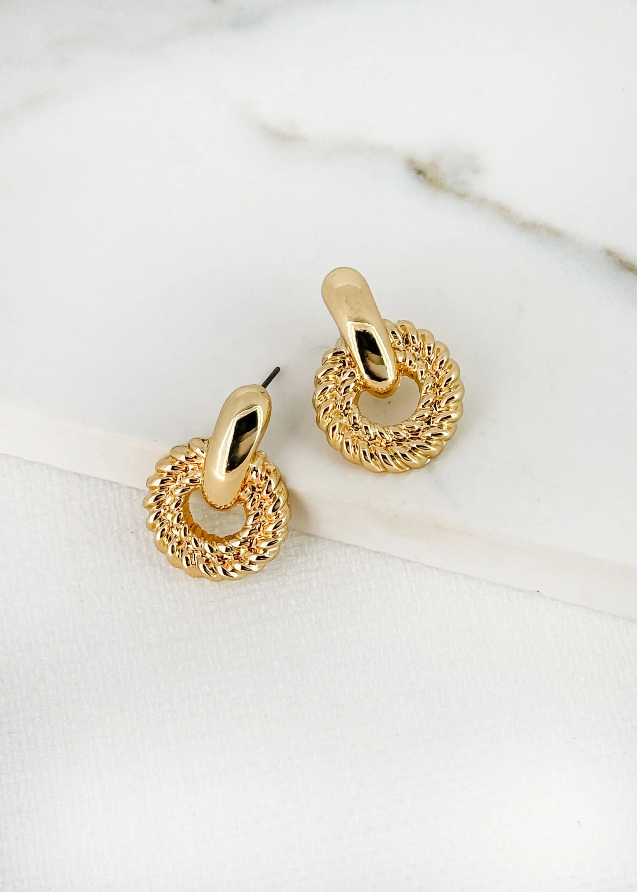 Envy Textured Gold Circle Earrings
