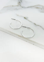 Envy Silver Textured Hoop Earrings