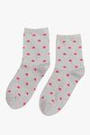Grey & Fuchsia Star Print Glitter Socks