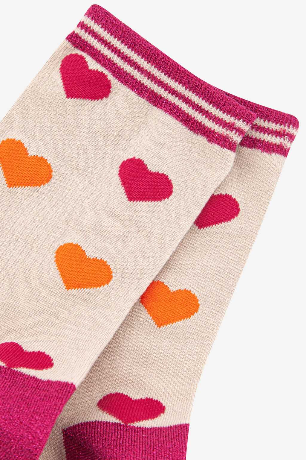 Two Tone Heart Glitter Socks