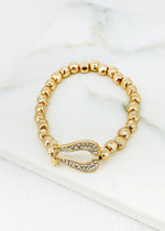 Envy Gold Stretch Bracelet with Crystal Horseshoe