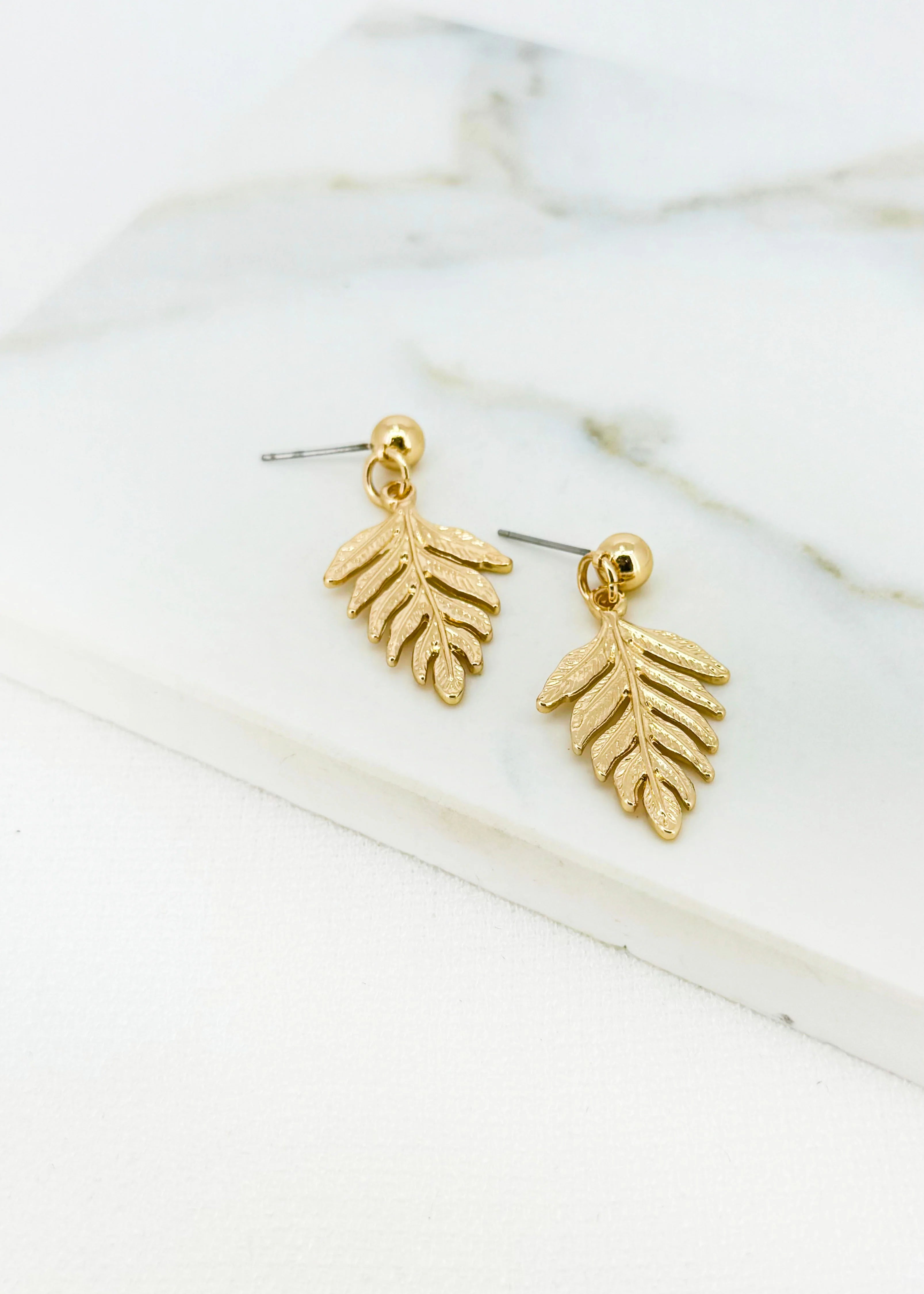 Envy Gold Leaf Stud Earrings