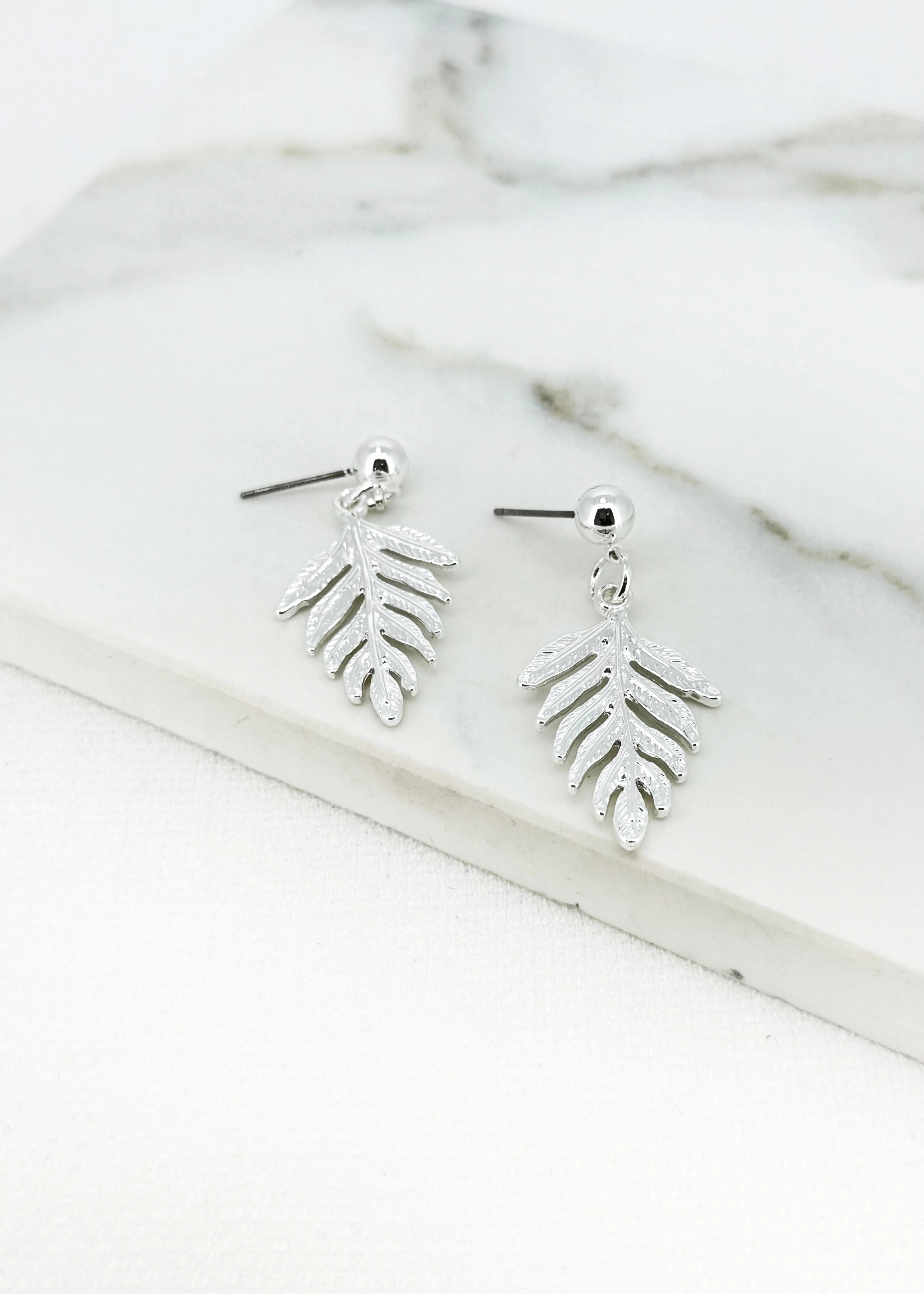 Envy Silver Leaf Stud Earrings
