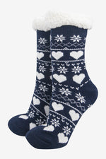 Navy Fair Isle Slipper Socks