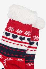 Fair Isle Navy & Red Slipper Socks