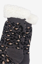 Dark Grey Leopard Print Slipper Socks
